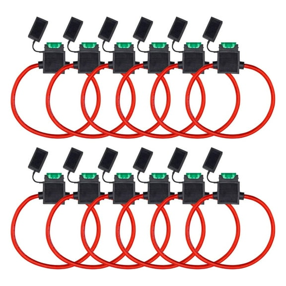 InstallGear ATC Fuse Holder with 30A Fuse, 10 Gauge OFC Power Wire (12 Pack) - 10 Guage Fuse Holder for Car, Truck, Automotive, Marine, Industrial, and RV