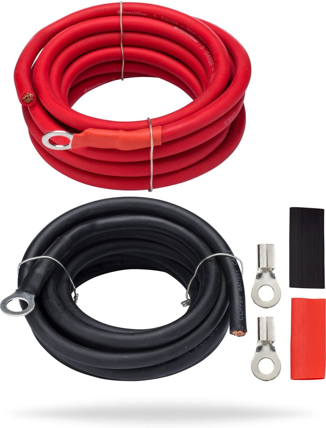 10ft Red and Black Copper Battery Power Inverter Cables Set