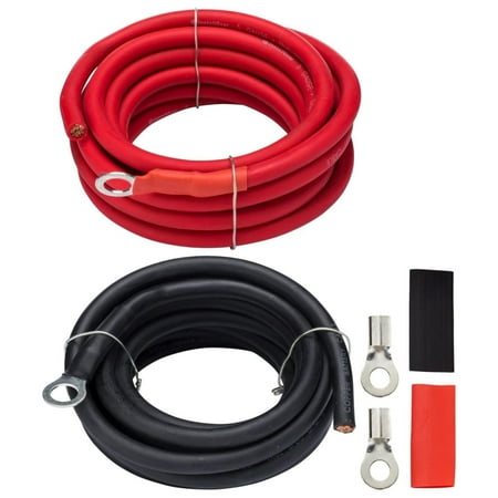 InstallGear AWG 5 Gauge 10ft Battery Power Inverter Cables - 2ct Red/Black Battery Cable for Solar, Auto, RV and Marine, Lawn Mower - 99.9% Deoxigenized Copper, Set - Battery Cable Wire - Battery Wir