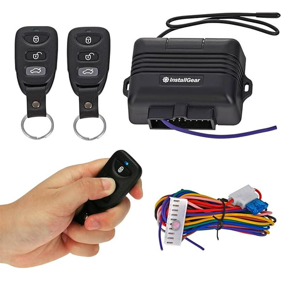 InstallGear Car Keyless Entry System - Trunk Pop with Two 3-Button Remotes - Keyless Entry Car - Door Lock/Unlock and Key Fob - Keyless Entry System Kit for Car/Auto
