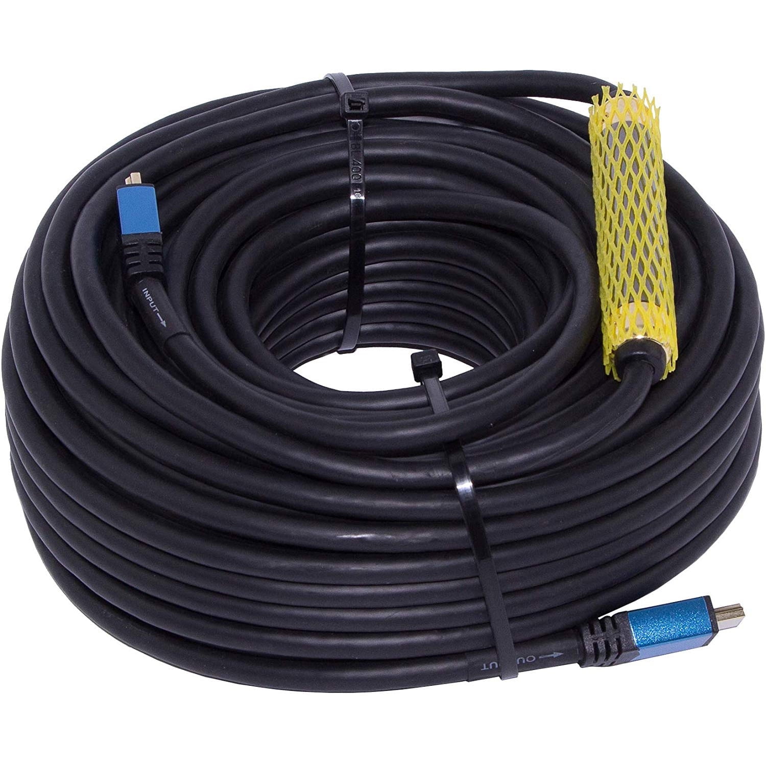 InstallerCCTV 100ft Black HDMI Cable with Built-in Signal Booster, Ultra HD, Support 4K 3D Ethernet, Transfer Audio Video