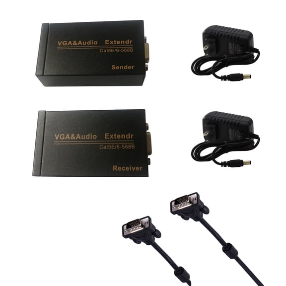 InstallerCCTV VGA Extender Transmit Video up to 300ft Over Cat5 5E Cat6 Ethernet Cable, Includes Transmitter and Receiver, Resolution 1920X1440, Ensures Smooth Reliable Signal Transfer
