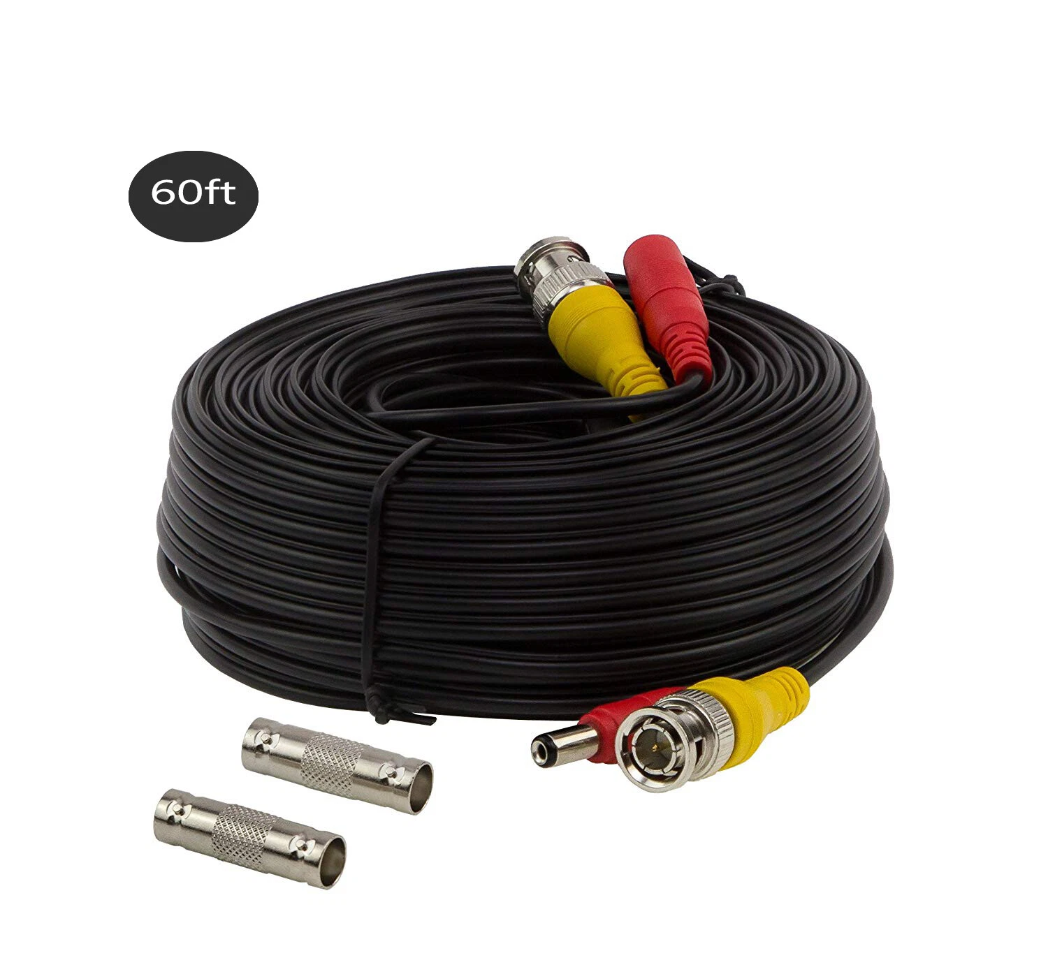 Installercctv 60Ft Premade Bnc Power Video Cable Wires For Cctv Security Cameras