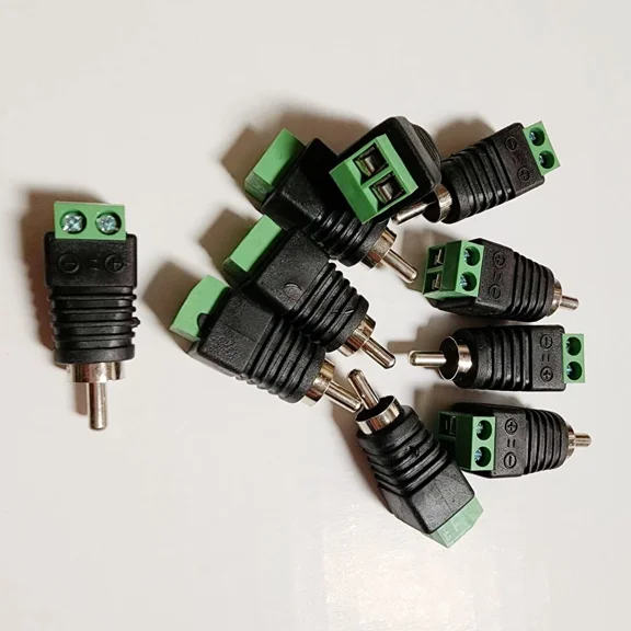 Installercctv Rca Male Plug To Av Screw Terminal, Wire To Rca Adapter 10Pcs