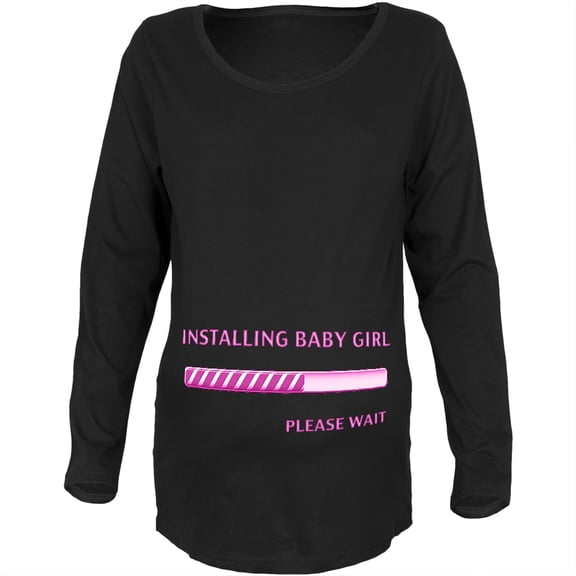 Installing Baby Girl Funny Black Maternity Soft Long Sleeve T-Shirt - X-Large