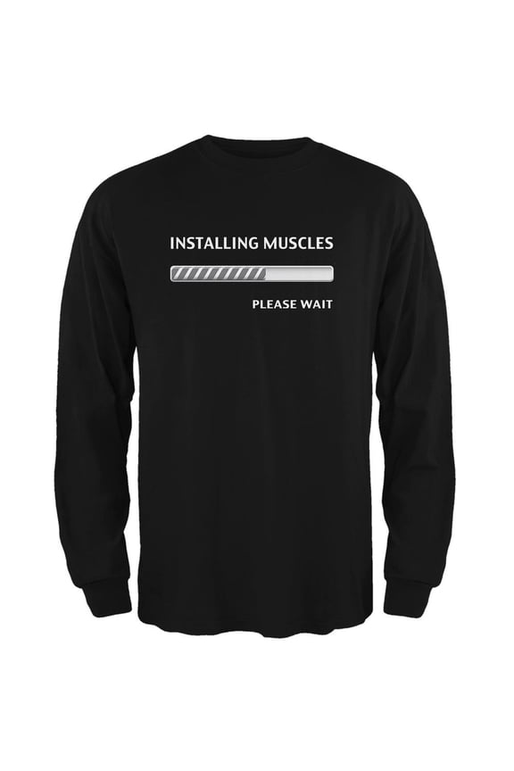Installing Muscles Black Adult Long Sleeve T-Shirt - Large