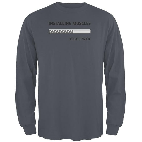 Installing Muscles Mens Long Sleeve T Shirt Charcoal LG