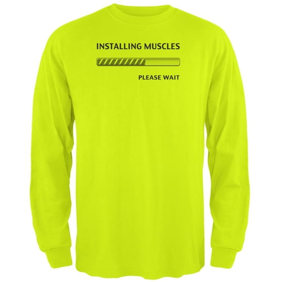 Installing Muscles Mens Long Sleeve T Shirt Safety Green X-LG