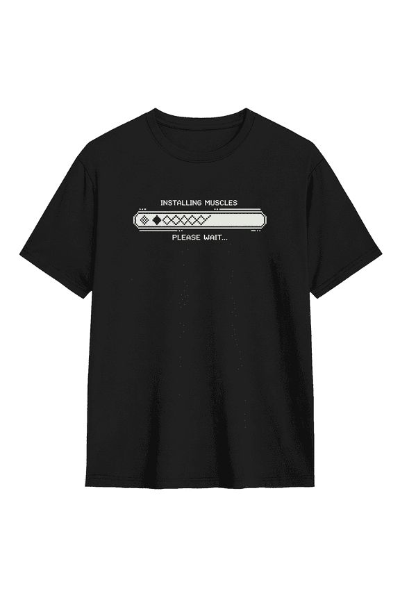 Installing Muscles Please Wait Retro Graphic Tee For Men And Women, Funny Tech Cotton Short Sleeves T-Shirt