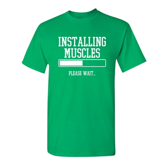 Installing Muscles Please Wait Sarcastic Premium T Shirt Adult Humor Funny Graphic Tee For Xmas Pre Birthday Anniversary Gift Hilarious Novelty Tshirt