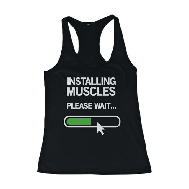 Installing Muscles Please Wait Women's Workout Tank Top Black Tanks for ...