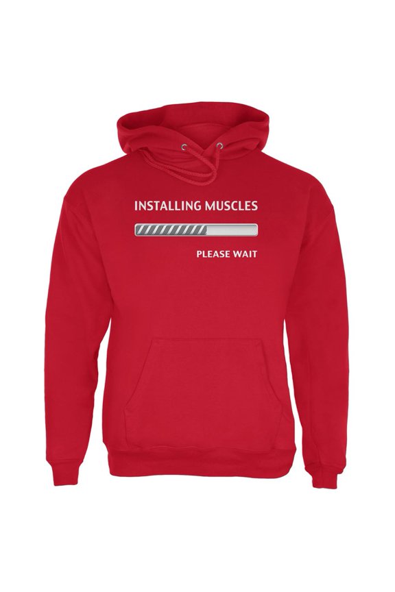 Installing Muscles Red Adult Hoodie - 2X-Large
