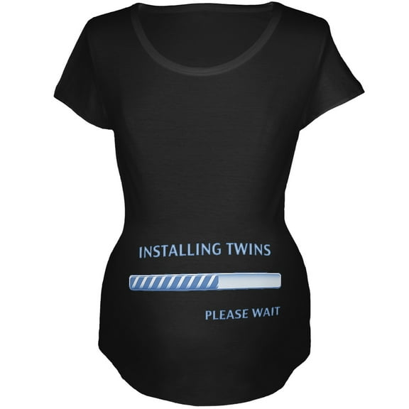 Installing Twin Boys Funny Black Maternity Soft T-Shirt - Small