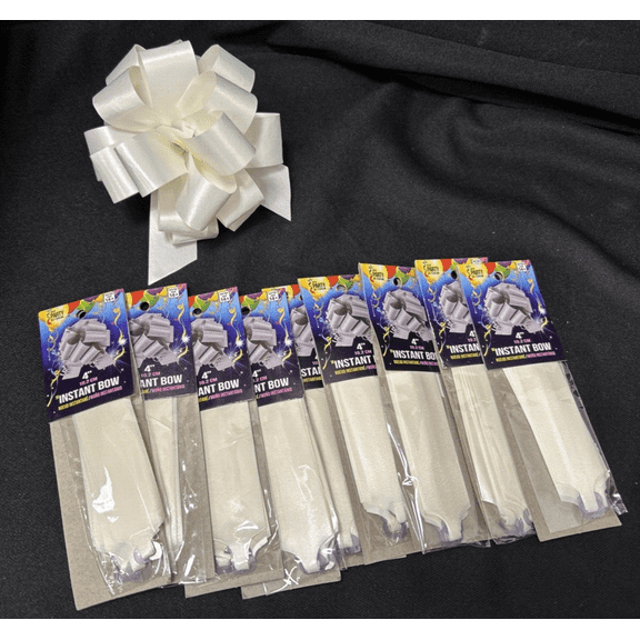 Instant 4" Pull Bows Ivory 10 Pack Rubies II