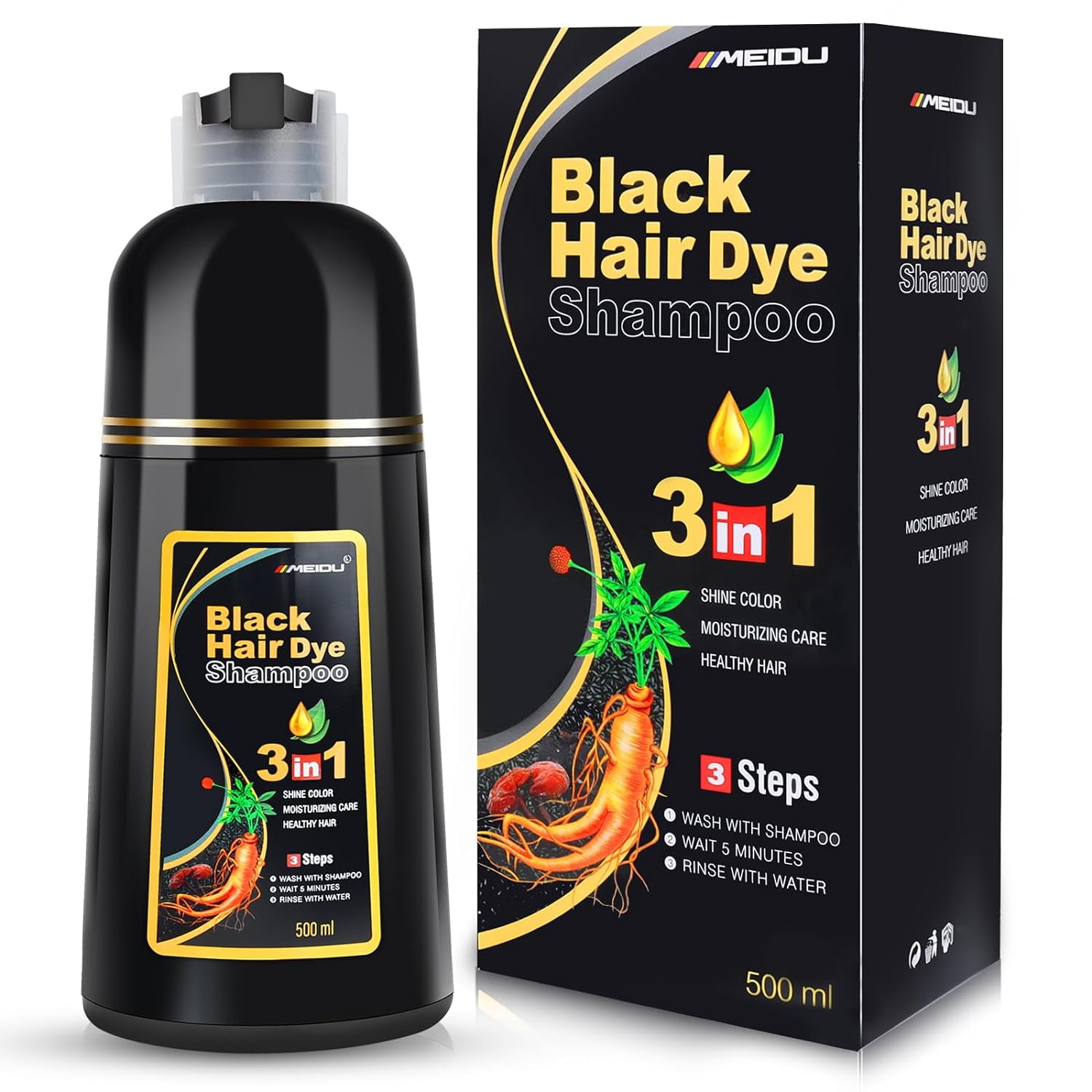 Meidu, Hair Color Shampoo, 500ML, Brown Permanent Herbal - Walmart.com