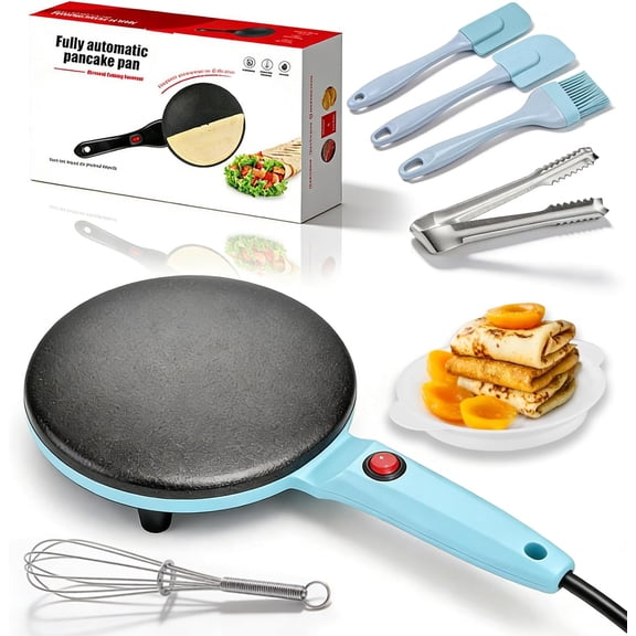 Instant 8 Electric Crepe Maker, Quick Heat Nonstick Crepe Pan with Auto Temperature Control, Portable Crepe Machine for Pancakes, Tortillas, or Flatbreads (Blue)