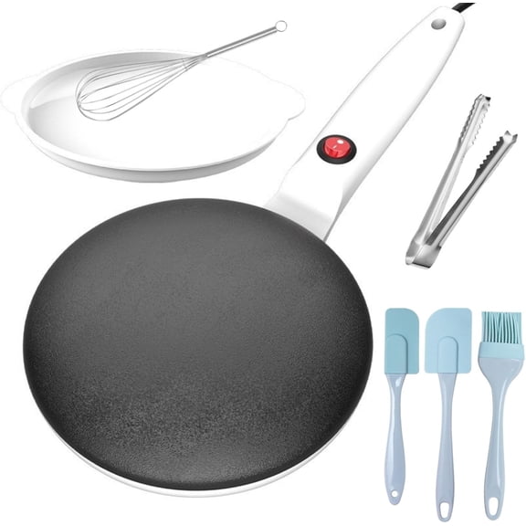 Instant 8" Electric Crepe Maker Quick Heat, Nonstick Pancake Griddle with Auto Temperature Control, Portable Tortilla Machine (White)