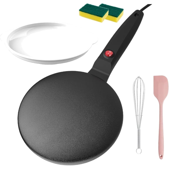 Instant 8" Electric Crepe Maker Quick Heat, Nonstick Portable Pancake Griddle With Automatic Temperature Control, Diy Breakfast Appliance For Crepes, Tortillas, Brunch, Home Kitchen (Black)