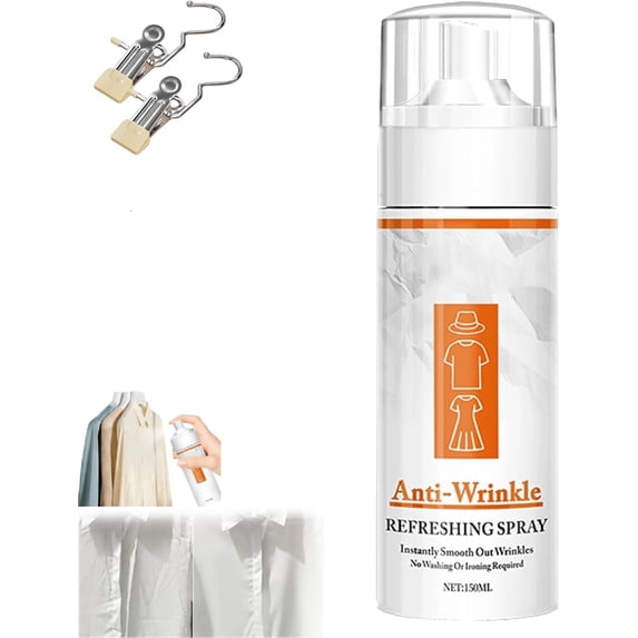 Instant Anti-Wrinkle Fabric Spray, 150ml Wrinkle Release Spray for Clothes, No Ironing Required, Easy to Use, For Shirts, Dresses, Bedding, Travel, And Work (1PCS)