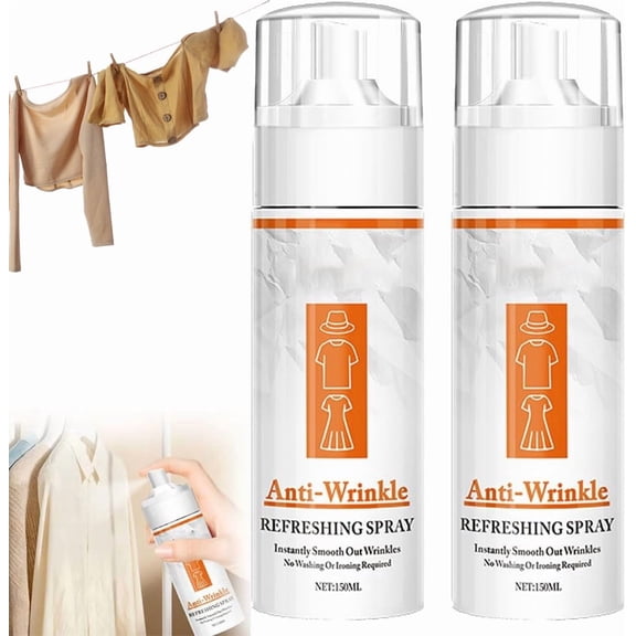 Instant Anti-Wrinkle Fabric Spray, Clothes Wrinkle Release Spray,Instant Anti-Rimpel Spra Voor Stof, Wrinkl Sprays for Clothing, Fabric Softener, & Ant Static Sprays - Travel Essentials (2)