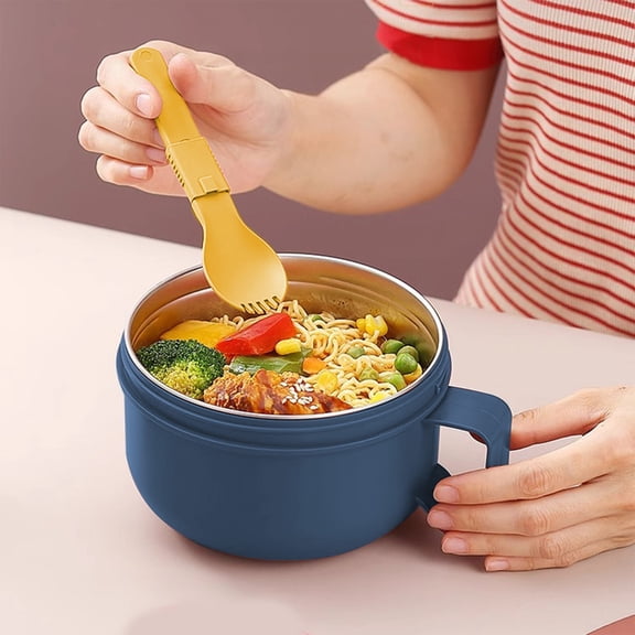 Instant Bowl with Compartment, Large Capacity Lunch Container for Student Dormitory & Office Area, Microwave-Safe Instant Cup with Lid, Reusable Food Storage Bucket, BPA-Free Meal Prep Container