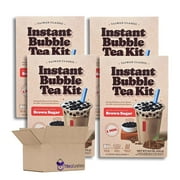 Instant Bubble Tea Kit Value Pack | Bundled by Tribeca Curations | Brown Sugar | Pack of 4 (12 Total Kits)