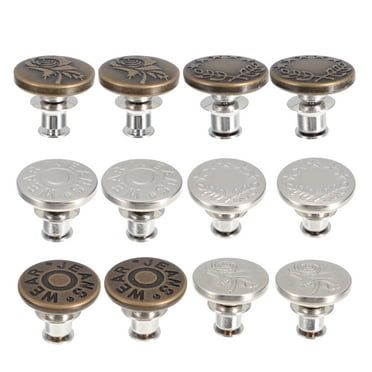 12pcs Jean Buttons Replacement Adjustable Instant Buckle Nail Free Waist