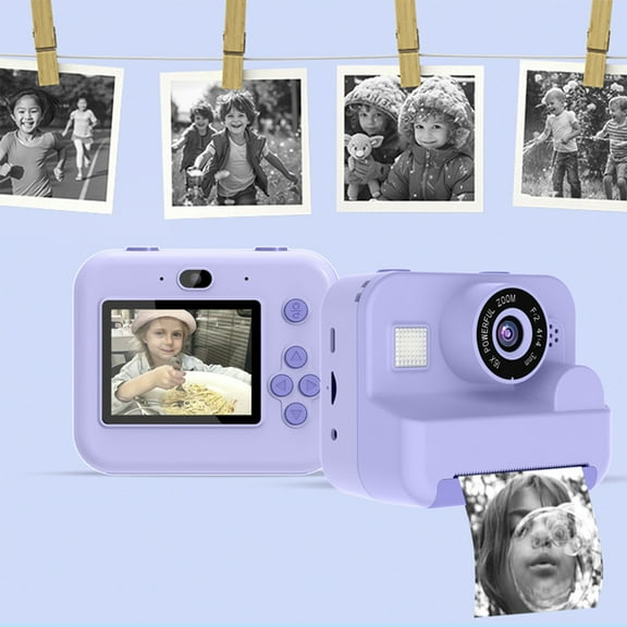 Instant Camera Kid's Printing Camera Build In 2.4 Inch Screen HD Lens 24 Megapixel Lightweight And Portable Printing Camera Purple