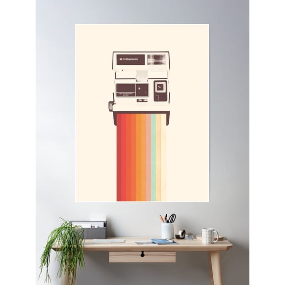 Instant Camera Rainbow Poster Wall Art, Modern Wall Decor For Living Room Bedroom, 8x12 UNFRAMED