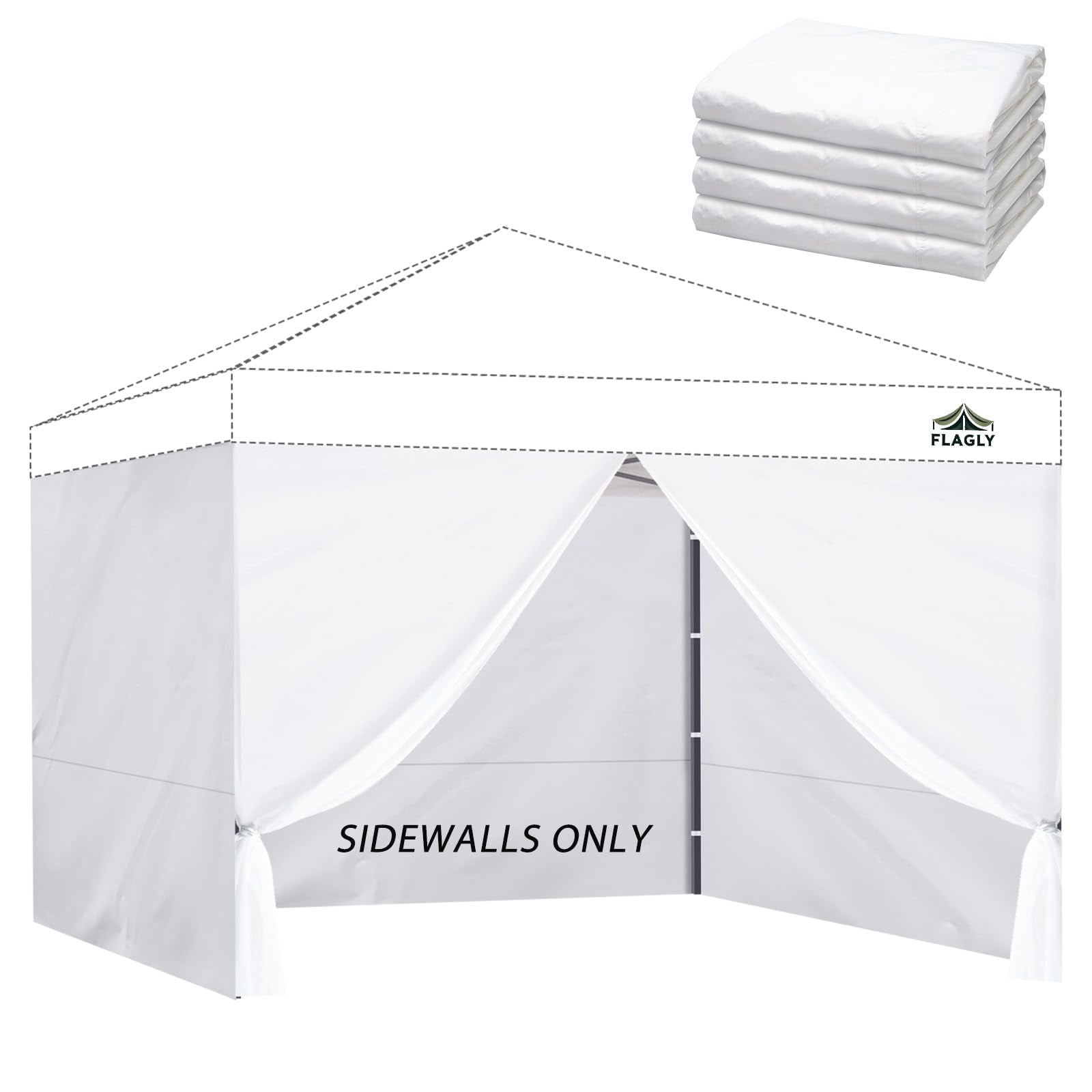 Universal Straight Leg Commercial-Grade Canopy Sidewalls 10' X 10' White, Set of 4, Sidewalls Only, Frame and Top Not Included main image 0