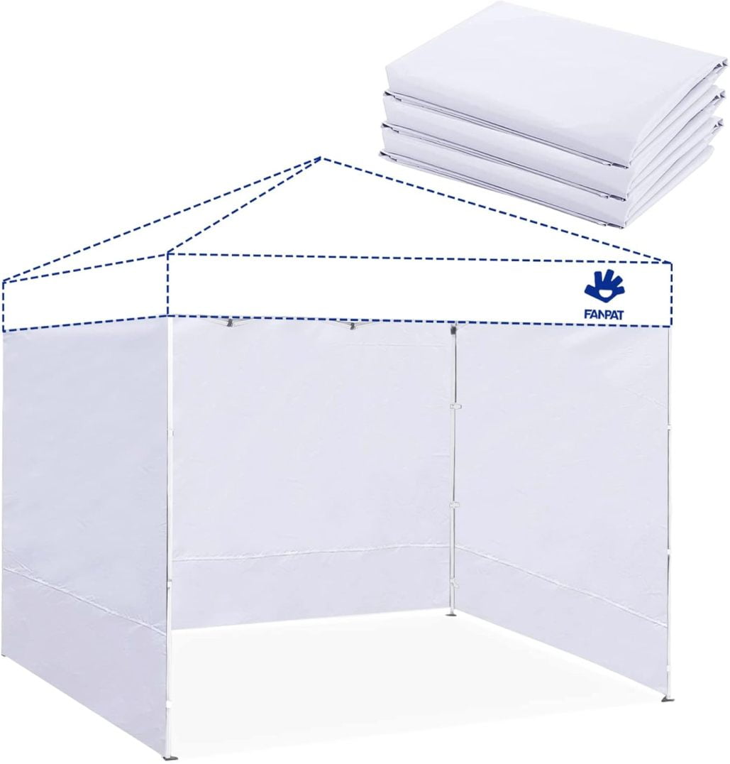 Universal Straight Leg Commercial-Grade Canopy Sidewalls 10' X 10' White, Set of 4, Sidewalls Only, Frame and Top Not Included