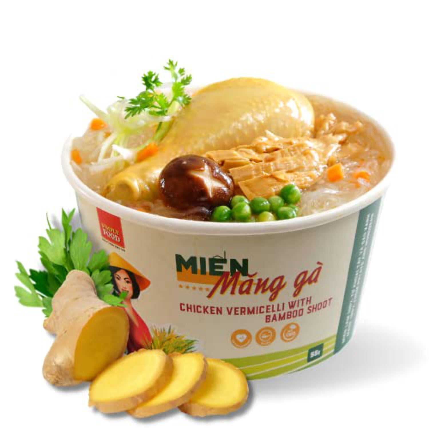 Instant Chicken Glass Noodle (9 Bowls/Box): $1.99 per Bowl (55g), Fork Included by Simply Food