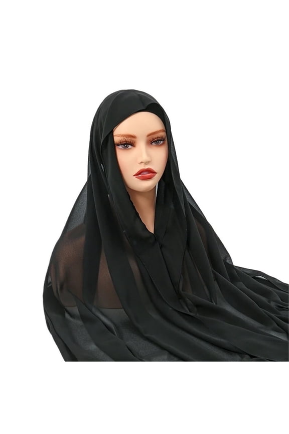 Instant Chiffon Hijab With Magnetic Buckle Solid Color Woman Hijab Scarf Turban Fashion Headband Shawl