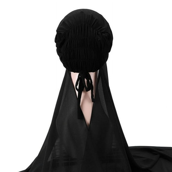 Instant Chiffon Hijab with Tie Back Under Cap Solid Color Soft Chiffon Scarf With Hijab Inner Caps For Muslim Women