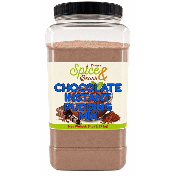Instant Chocolate Pudding Mix 5 lb | Bulk Chocolate Dessert Mix | Pudding Cups Pies Parfaits Baking Fillings | Dashers Spice & Beans