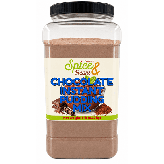 Instant Chocolate Pudding Mix 5 lb | Bulk Chocolate Dessert Mix | Pudding Cups Pies Parfaits Baking Fillings | Dashers Spice & Beans