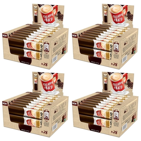 Instant Coffee Sachets Single Serving 3in1 Strong Original Creamy Long Fresh Date (112 Sachets, Creamy)