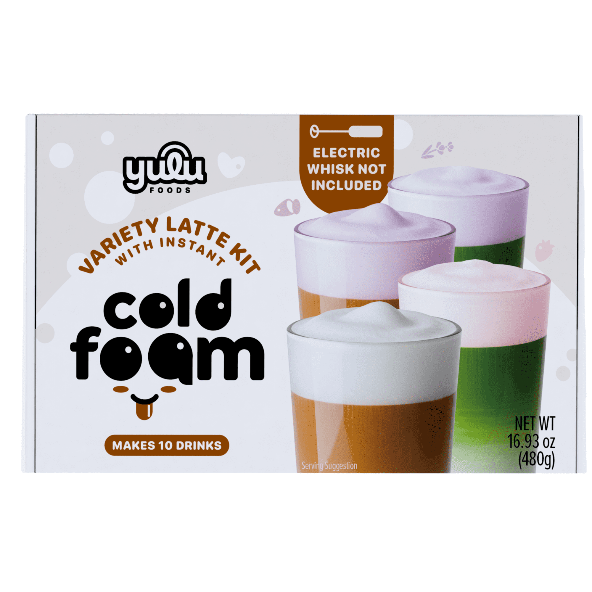 Instant Cold Foam Latte Kit - Variety Starter Pack 10 DRINKS NET WT 16.93 oz (480g)