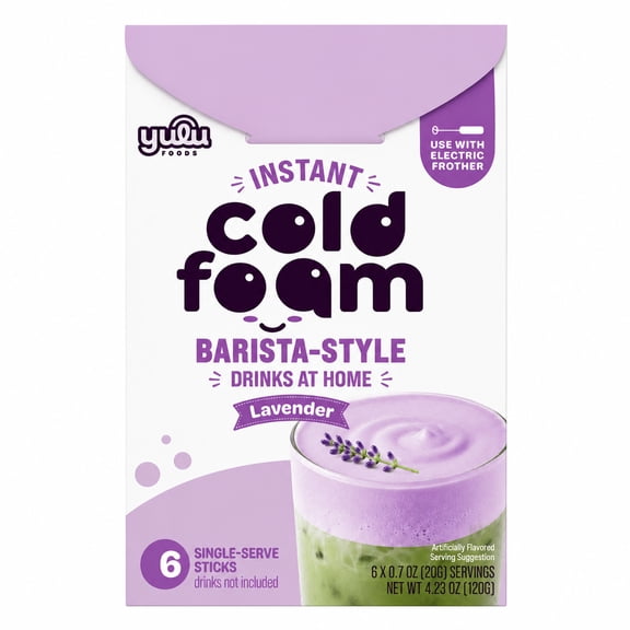 Yulu Foods - Instant Cold Foam Sticks 6 Count - Lavender Net Wt 4.23 oz (120g)