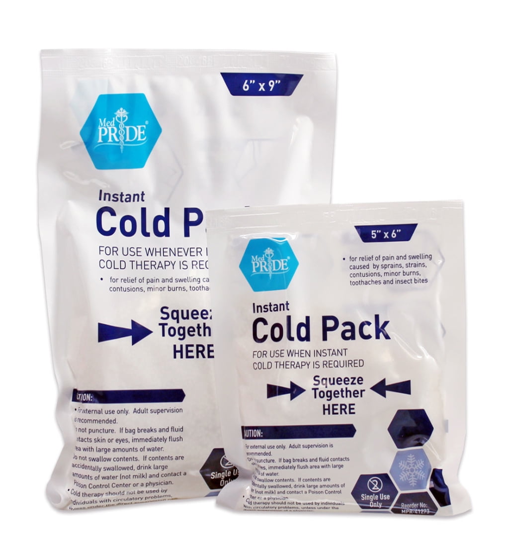 MED PRIDE Ice Packs 24-Pack – 6x9in Instant Cold Pack for Injuries & Pain Relief, Disposable Cold Compress Therapy Bags for First Aid & Recovery