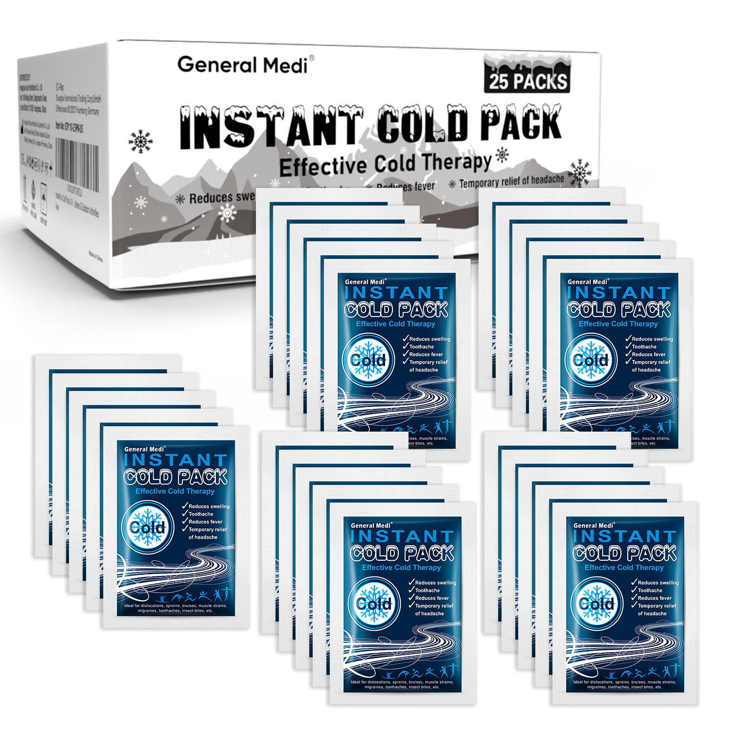 50 Pack Instant Cold Packs Instant Ice Packs for Injuries Disposable Cold Compress Ice