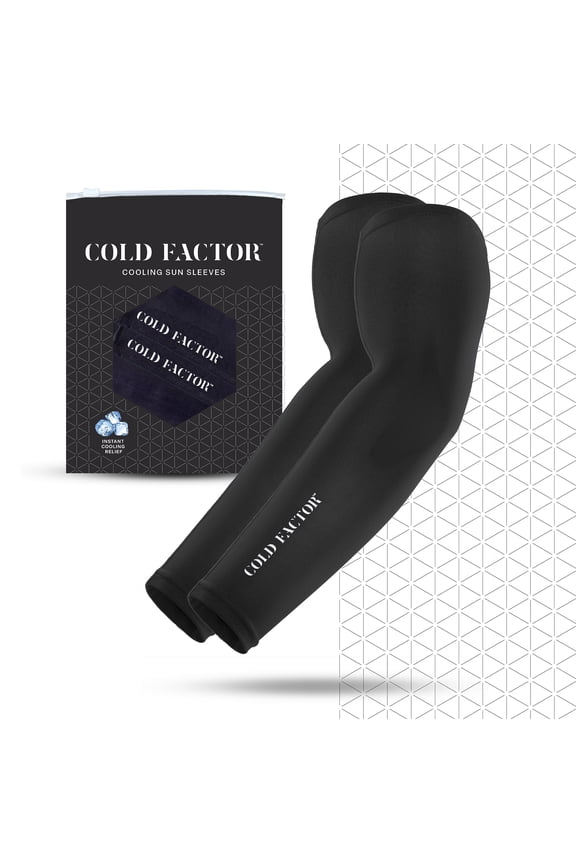Instant Cooling UV Arm Sleeves - Black, Polyester Spandex, All-Ages