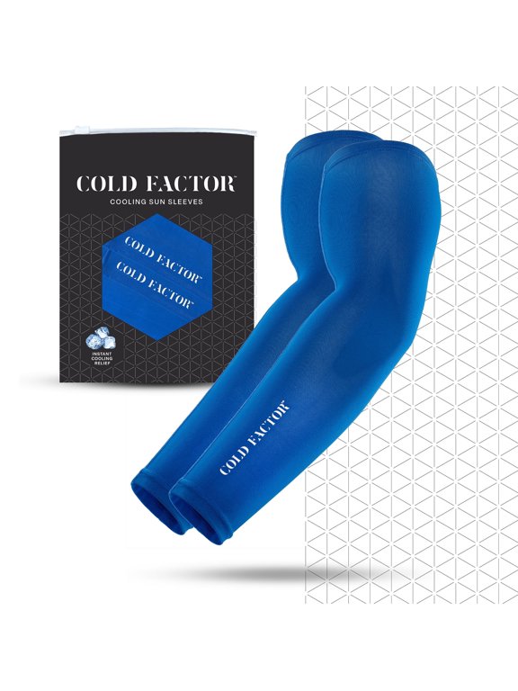 Instant Cooling UV Arm Sleeves - Small, Blue, Polyester spandex, All Ages