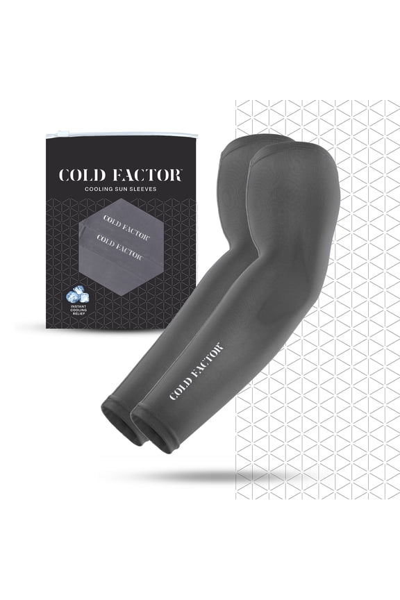 Instant Cooling UV Arm Sleeves - Gray, Polyester spandex, All Ages