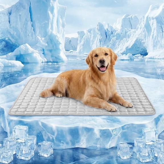 Instant Cooling Dog Mat, Q-Max High Density Polyester Washable Pet Cool Pad, Non-Slip Breathable Summer Sleeping Mat for Indoor Outdoor Dogs & Cats, 36" x 27" Single Size