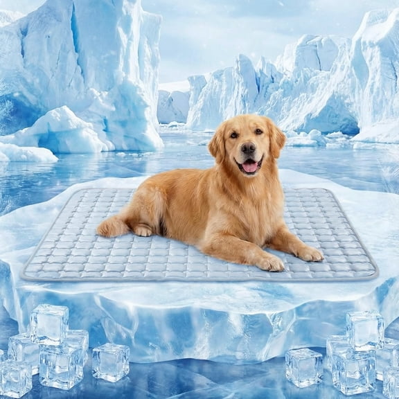 Instant Cooling Dog Mat, Q-Max High Density Polyester Washable Pet Cool Pad, Non-Slip Breathable Summer Sleeping Mat for Indoor Outdoor Dogs & Cats, 36" x 27" Single Size