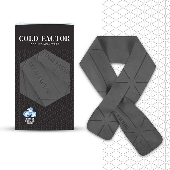 Cold Factor Instant Cooling PVA Neck Wrap, Gray, 29.5" x 3"– Long-Lasting, Reusable, UPF 50+ Sun Protection for Sports & Outdoor Activities