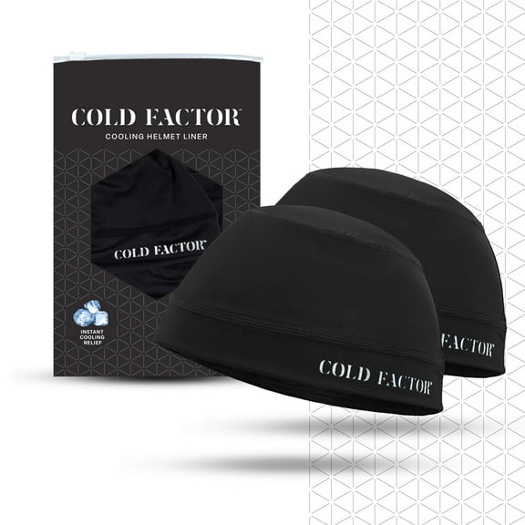 Cold Factor Instant Cooling Unisex UV Skullcap and Helmet Liner, Black | 2-Pack