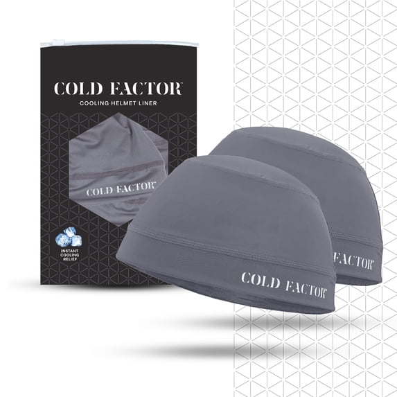 Cold Factor Cooling Instant Unisex Cooling UV Skullcap and Helmet Liner, Gray | 2-Pack