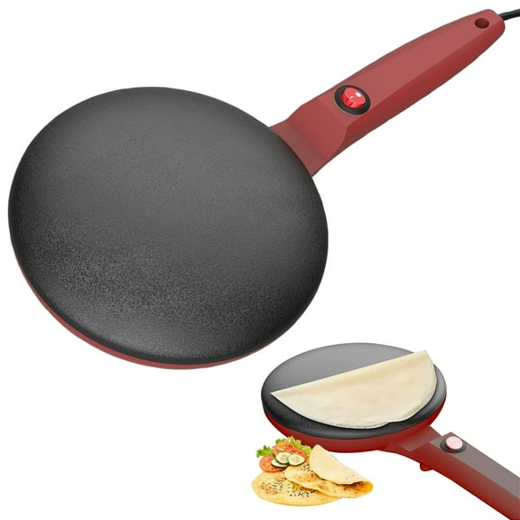 Instant Crepe Maker Griddle Non Stick Pan Auto Thermostat Handheld Long Handle Breakfast Maker for Pancake Chapati Portable